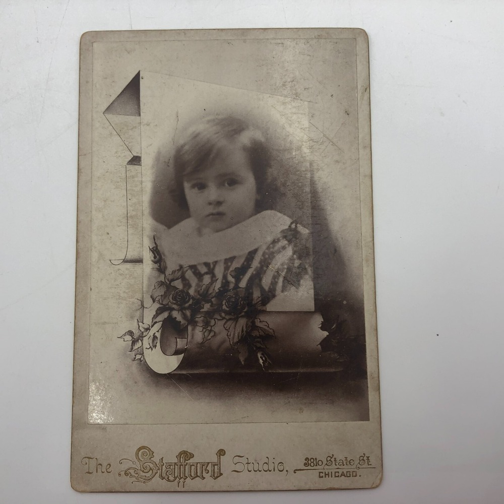 Cabinet Card Cute Baby Girl Child Kid Photo Portrait  c1890 Antique Art